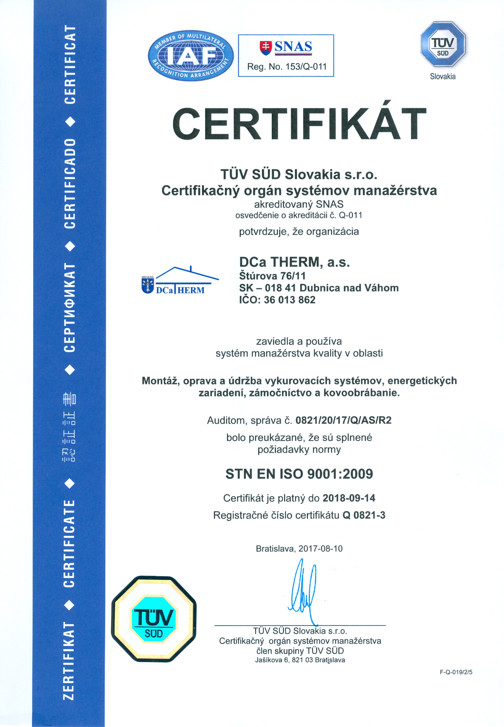 STN EN ISO 9001:2009